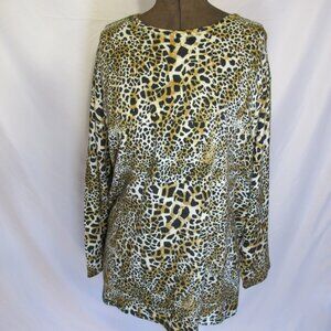 InKnit long sleeve leopard print knit top XL